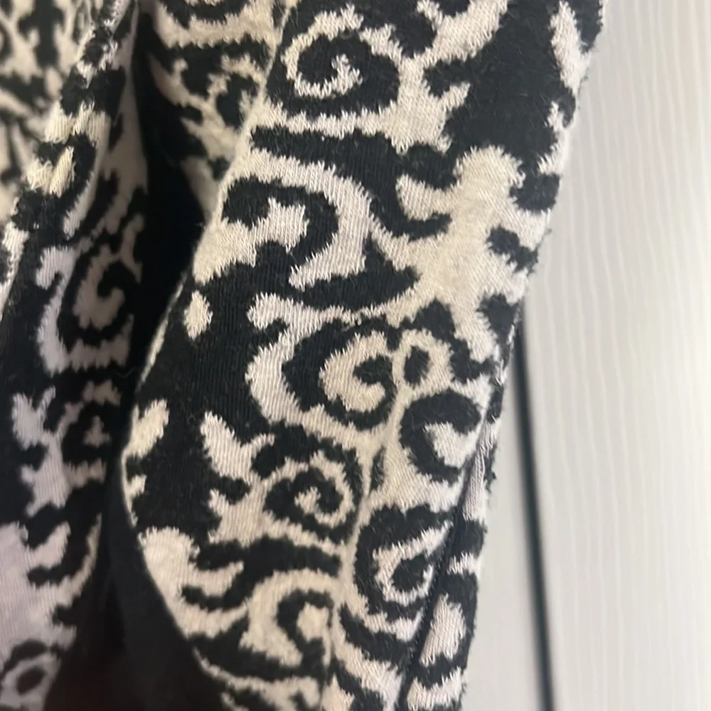 Anthropologie Deletta black grey swirl print mini dress stretchy cap sleeves M - Picture 6 of 12